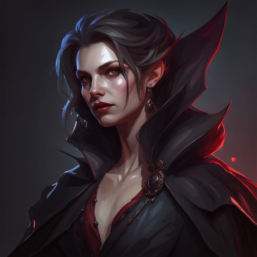 Vampire Portrait in Art Nouveau Style