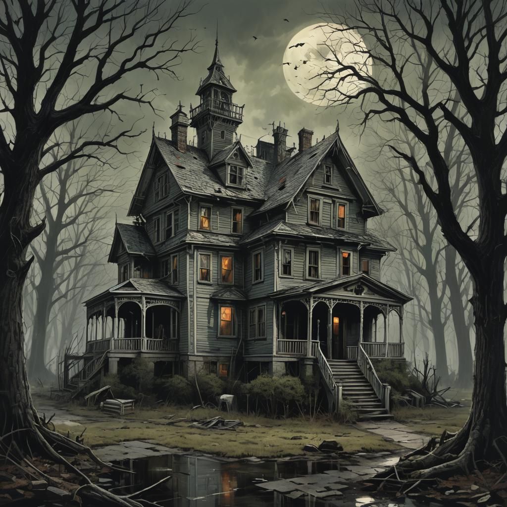 Horror house sinister by Greg Rutkowski