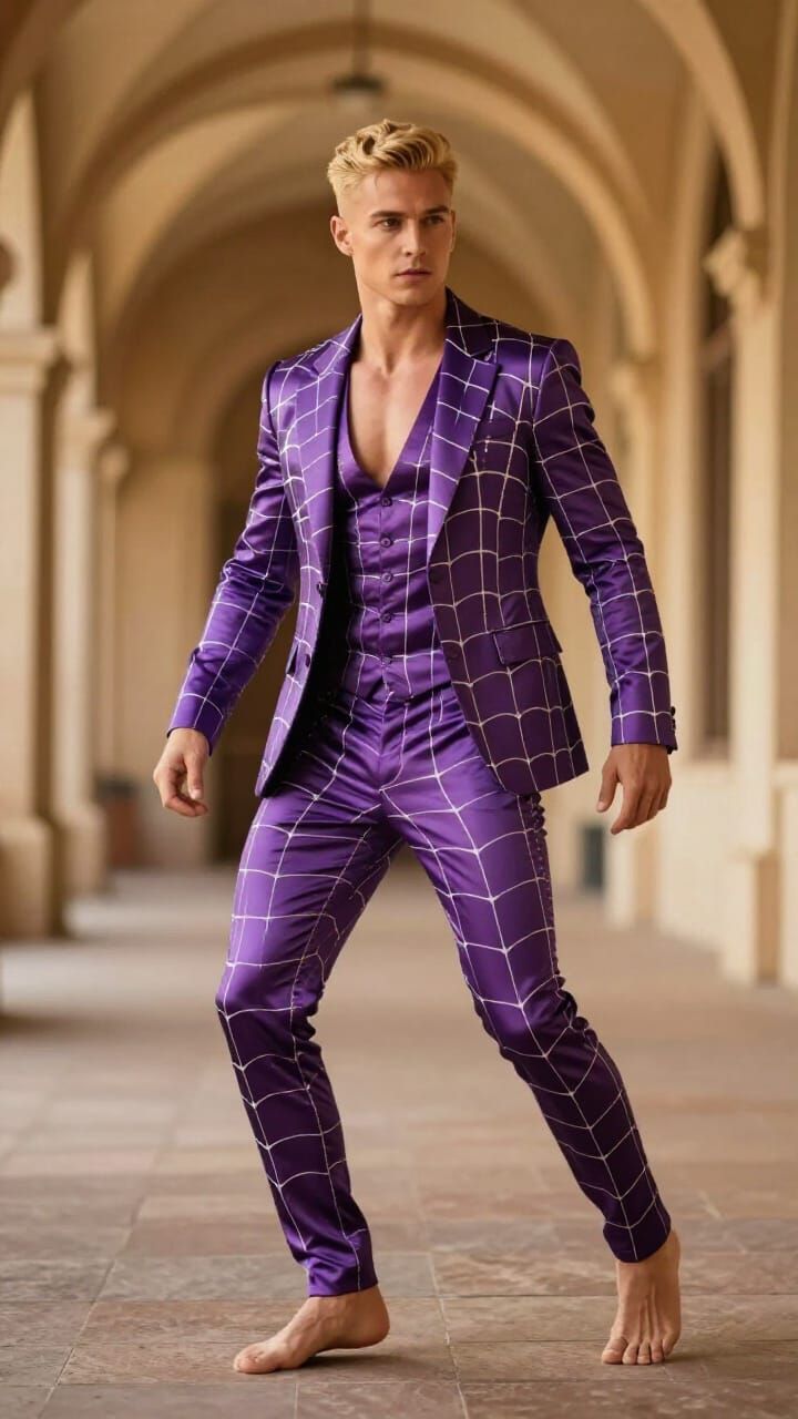 Photorealistic Man in Tailored Purple Suit