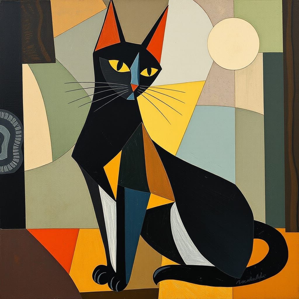 Cats in Abstract Cubist Style