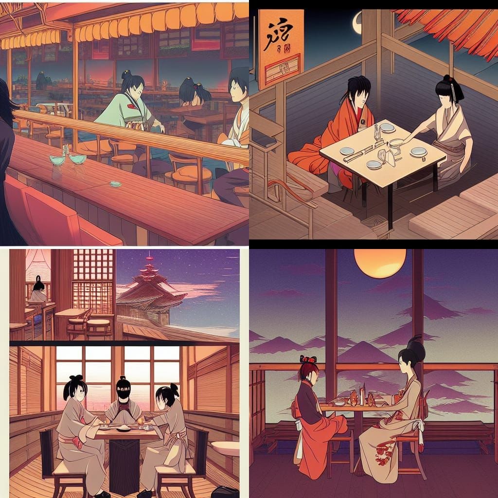 Samurai and Geisha: Romantic Anime Dinner Date