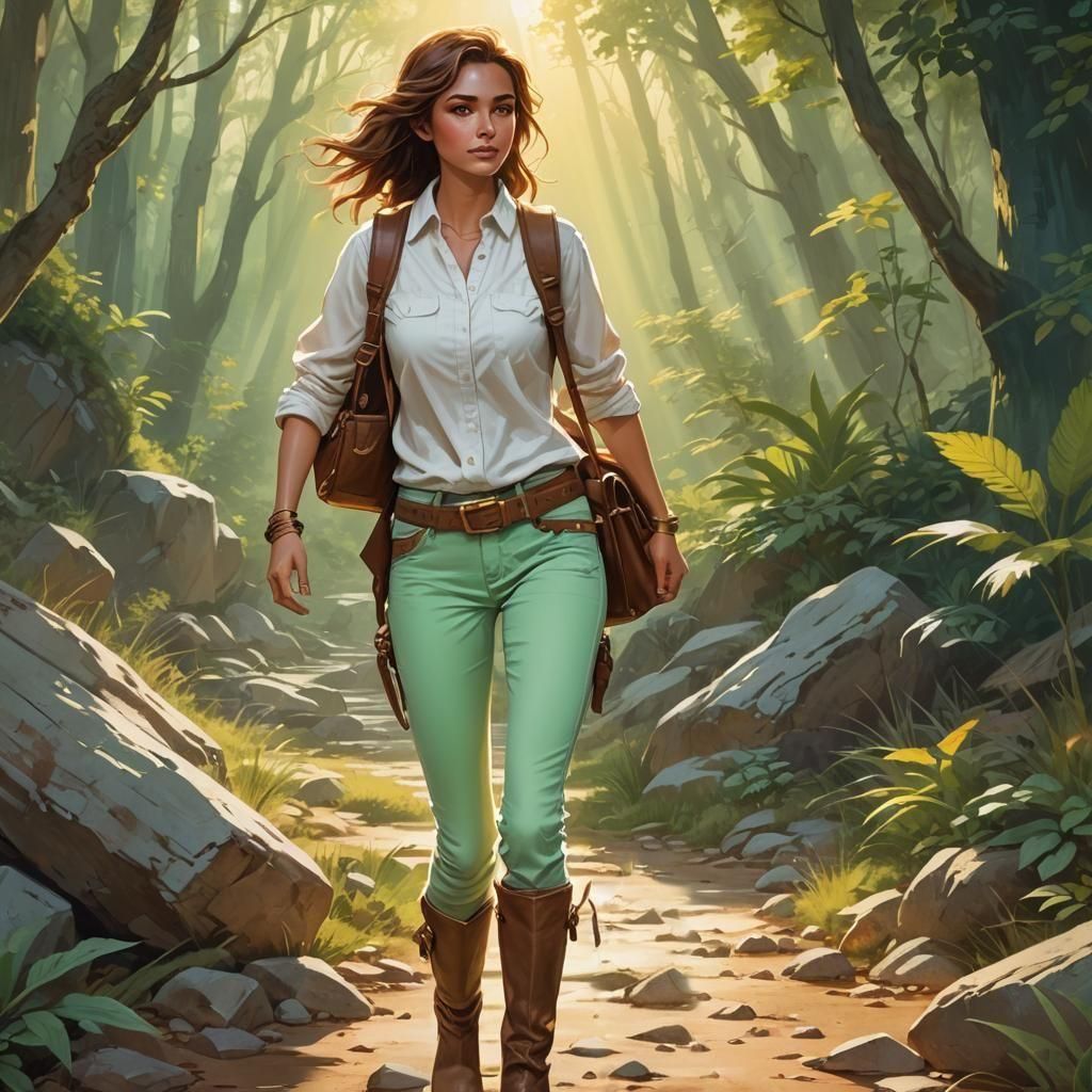 Beautiful Female Treasure Hunter with Satchel