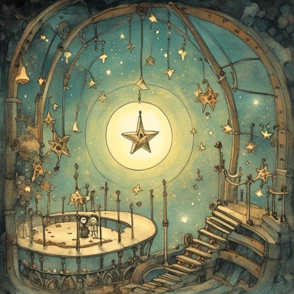 Whimsical Storybook Illustration of a Wishing Star