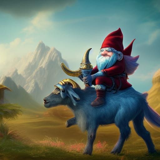 Gnome Knight on Goat: Fantasy Concept Art