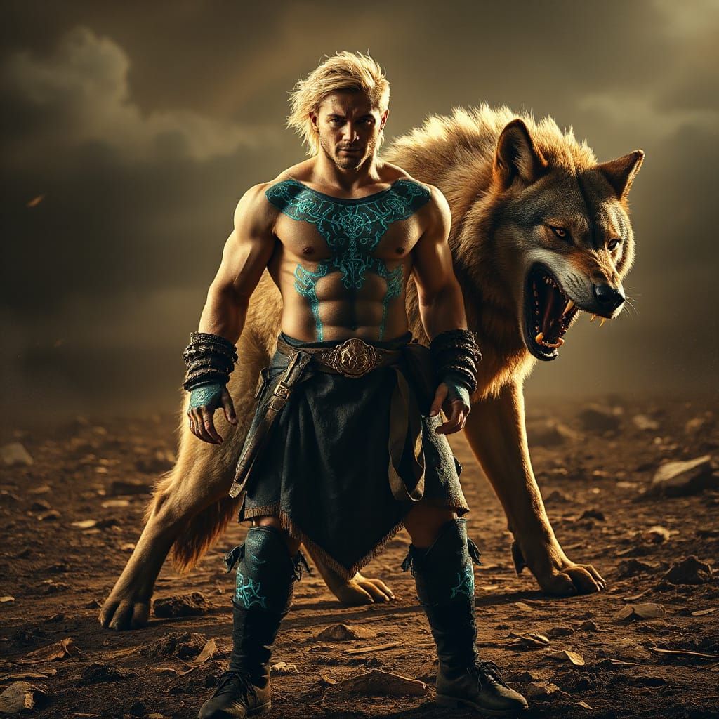 Glowing Warrior Stands Ready on Scarred Battlefield