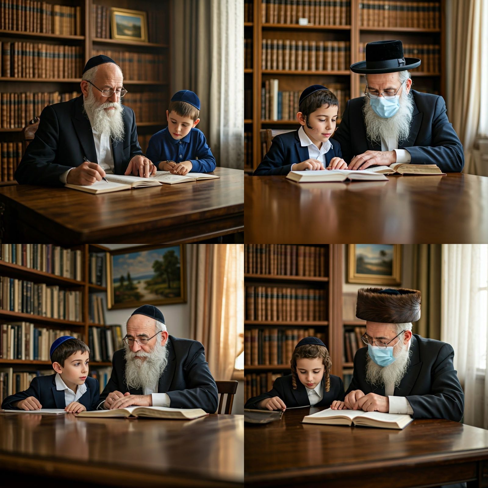 Ultra-Orthodox Grandfather Studies with Grandson