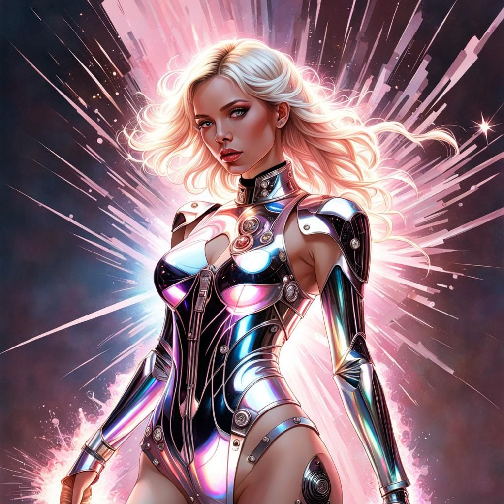 Cyborg Woman Portrait in Sorayama Aetherpunk Style