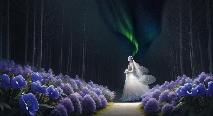 Angelic Apparition Watching Stars in Rich Colors