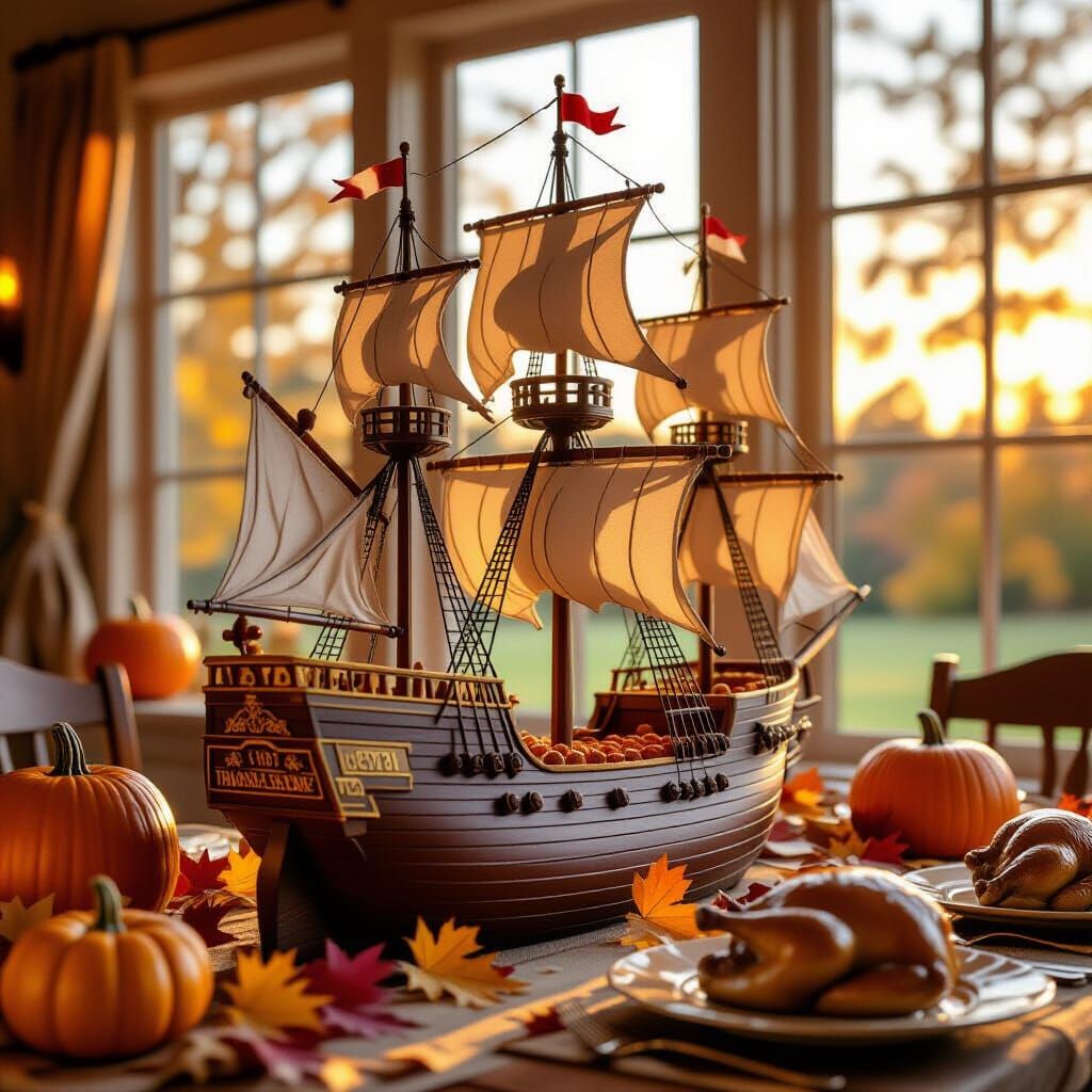 Giant Fudge Ship on Thanksgiving Table