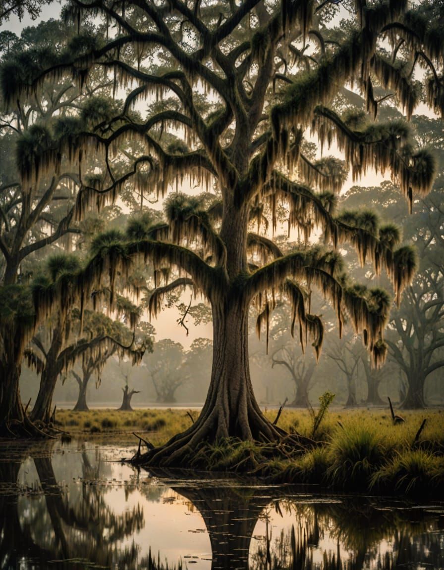 Majestic Ogeechee Tupelo Tree in Primeval Swamp