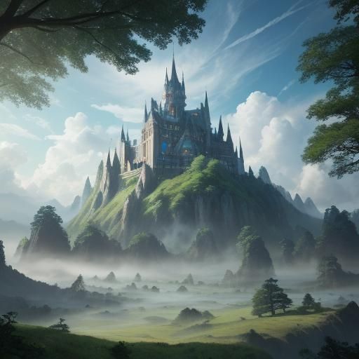 Majestic Trees Float on Clouds: Fantasy Concept Art