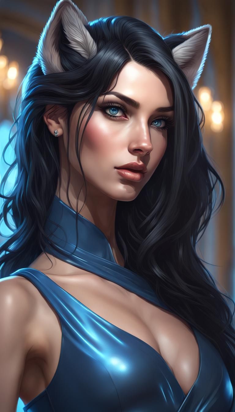 Anthro Wolf Portrait in Hyperdetailed Digital Art