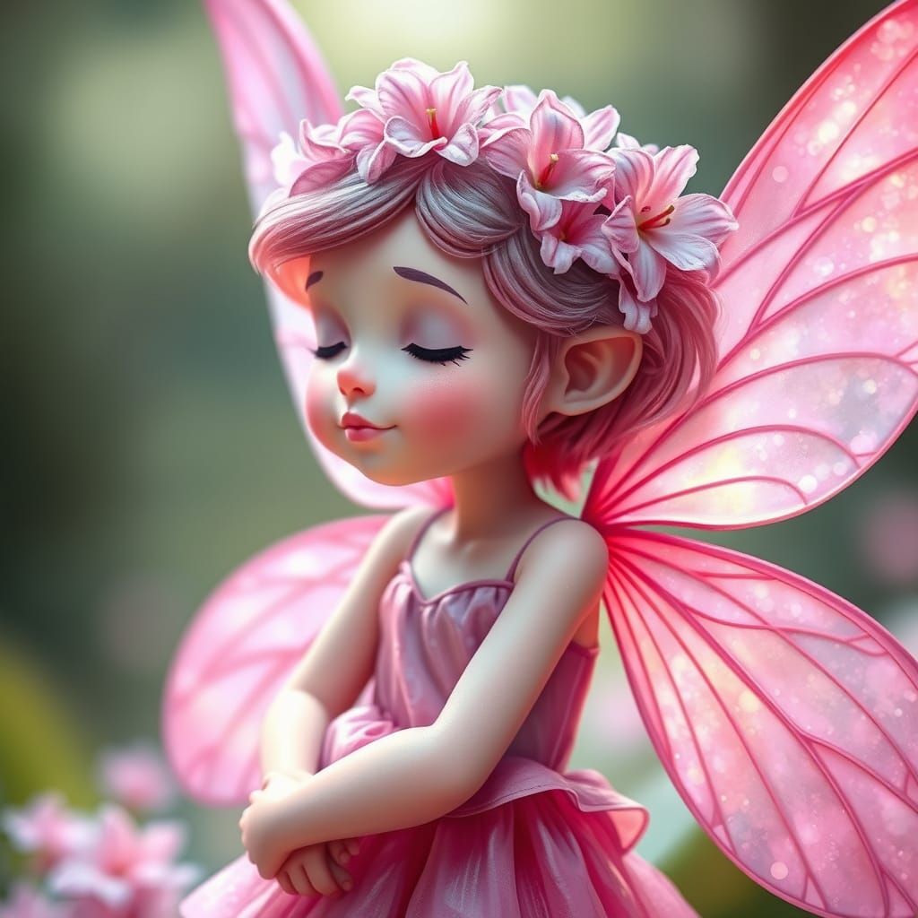 A beautiful watercolor wet-on-wet, Hyacinth fairy engaging w...