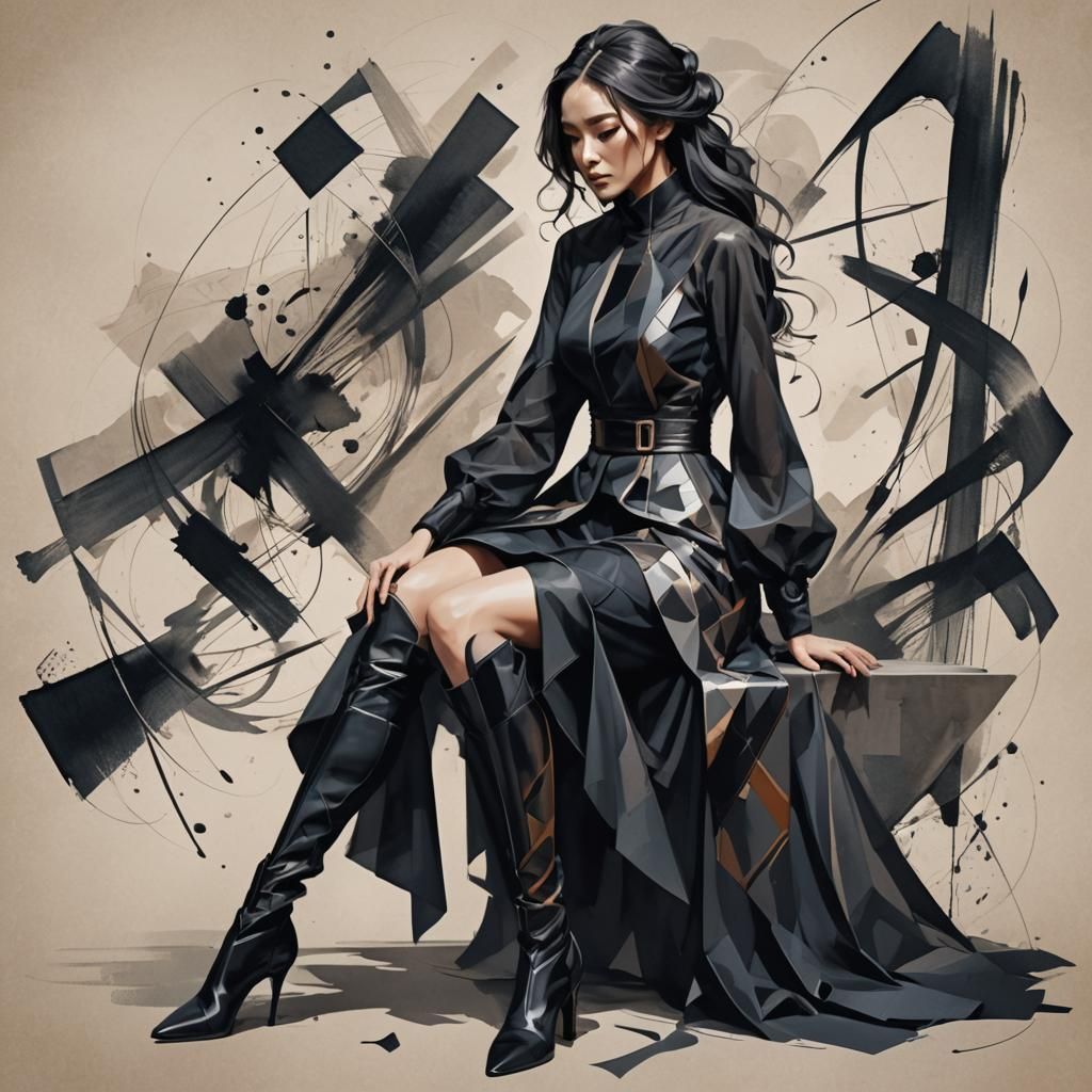 Abstract Woman in Flowing Dress Digital Painting