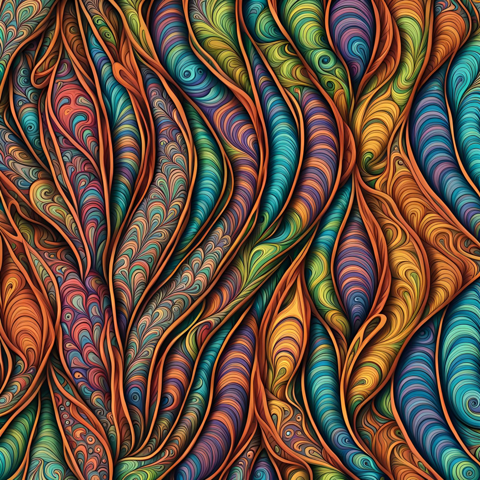 Colorful Intricate Paisley Pattern with Fractal Elements