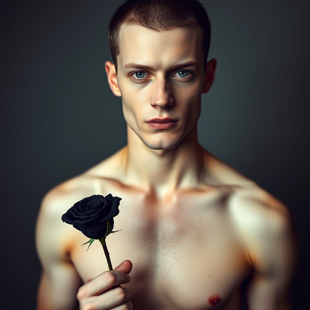 Ethereal God with Black Rose in Surrealist Style