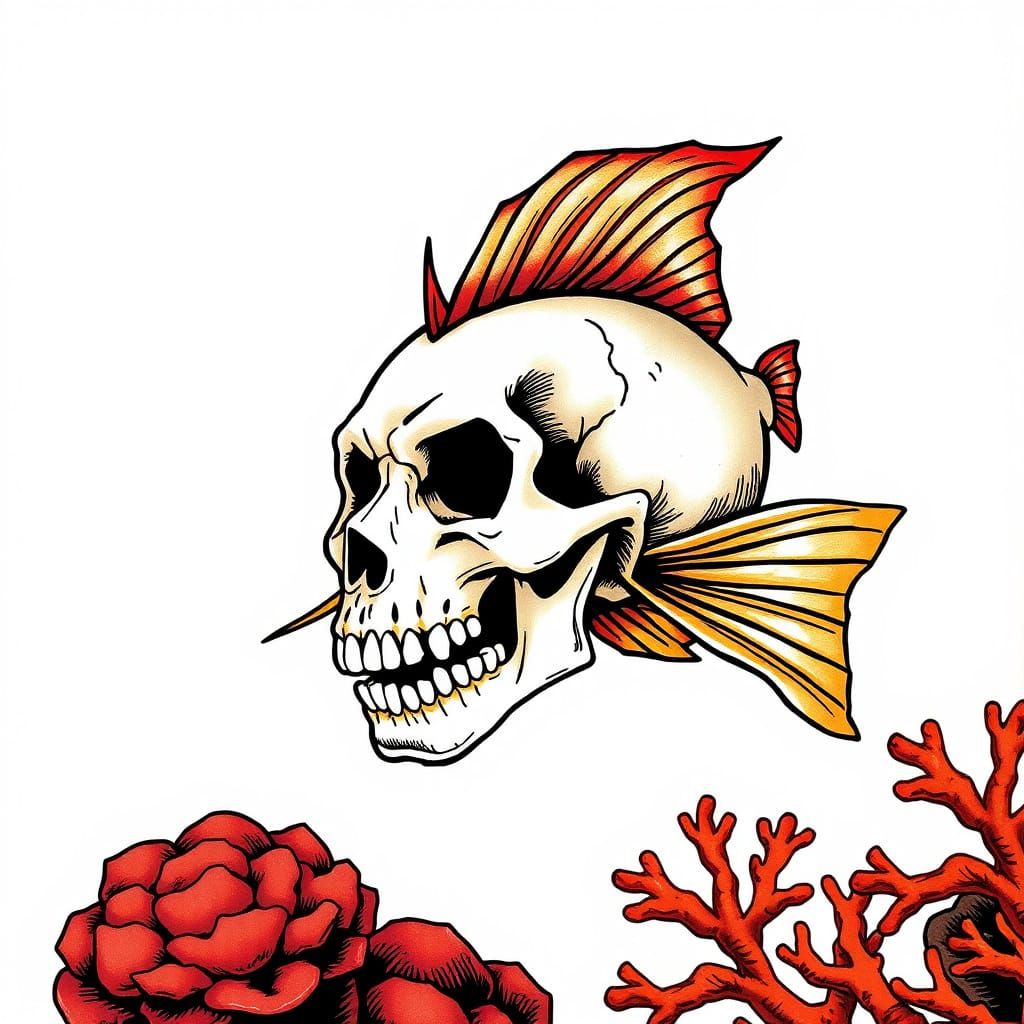 tattoo skull fish