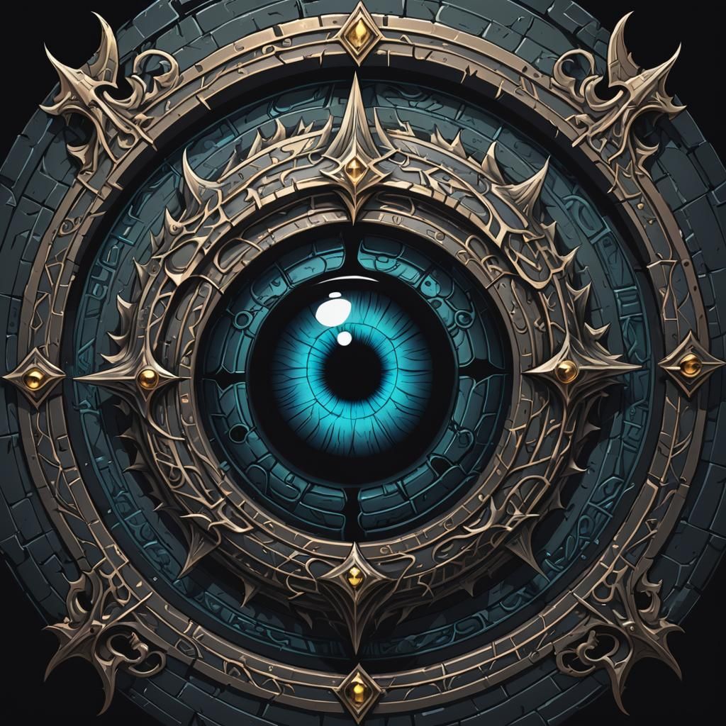 Dragon Eye Peering Through Symmetrical Magical Portal