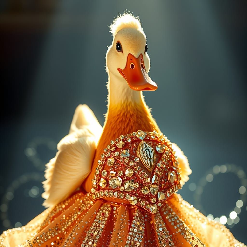 Glamorous Duck in Sequined Gown Shines Brightly