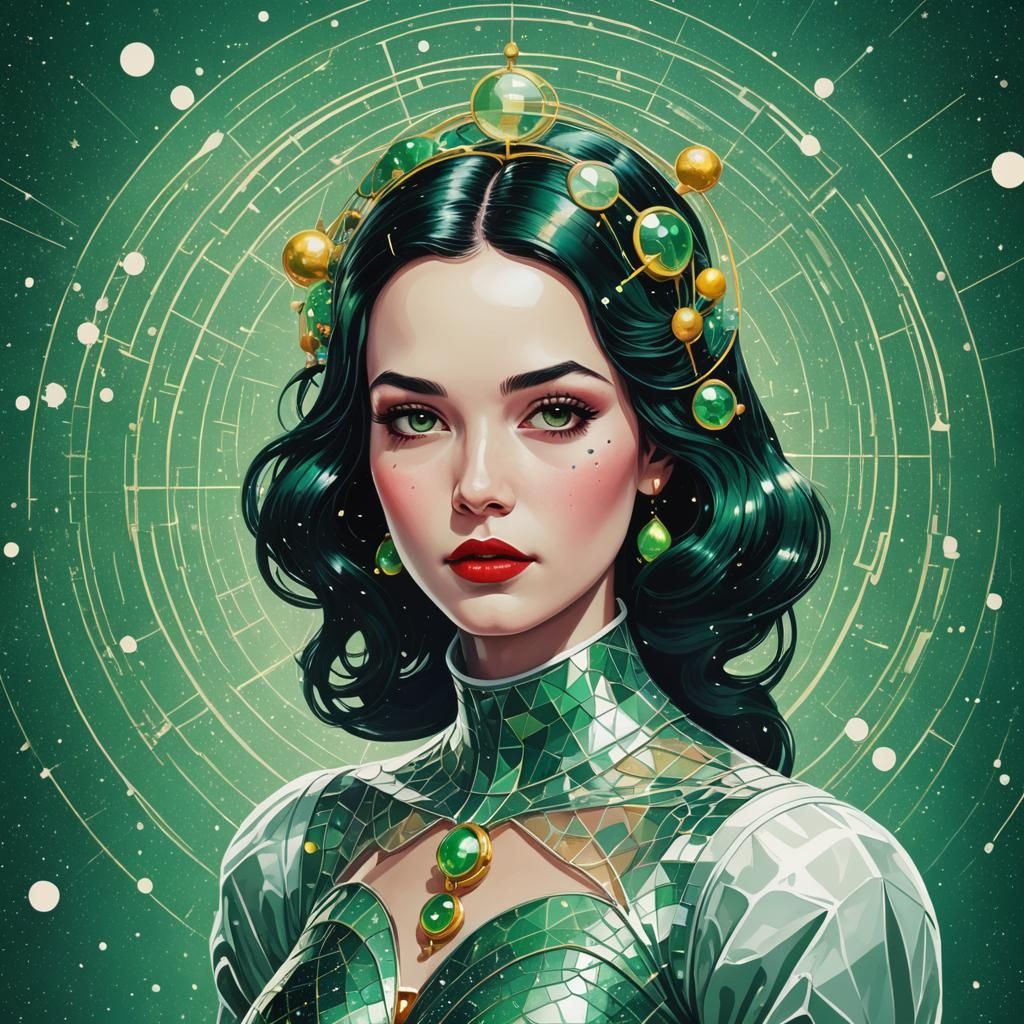 Snow White Space Mermaid in Pop Art Style