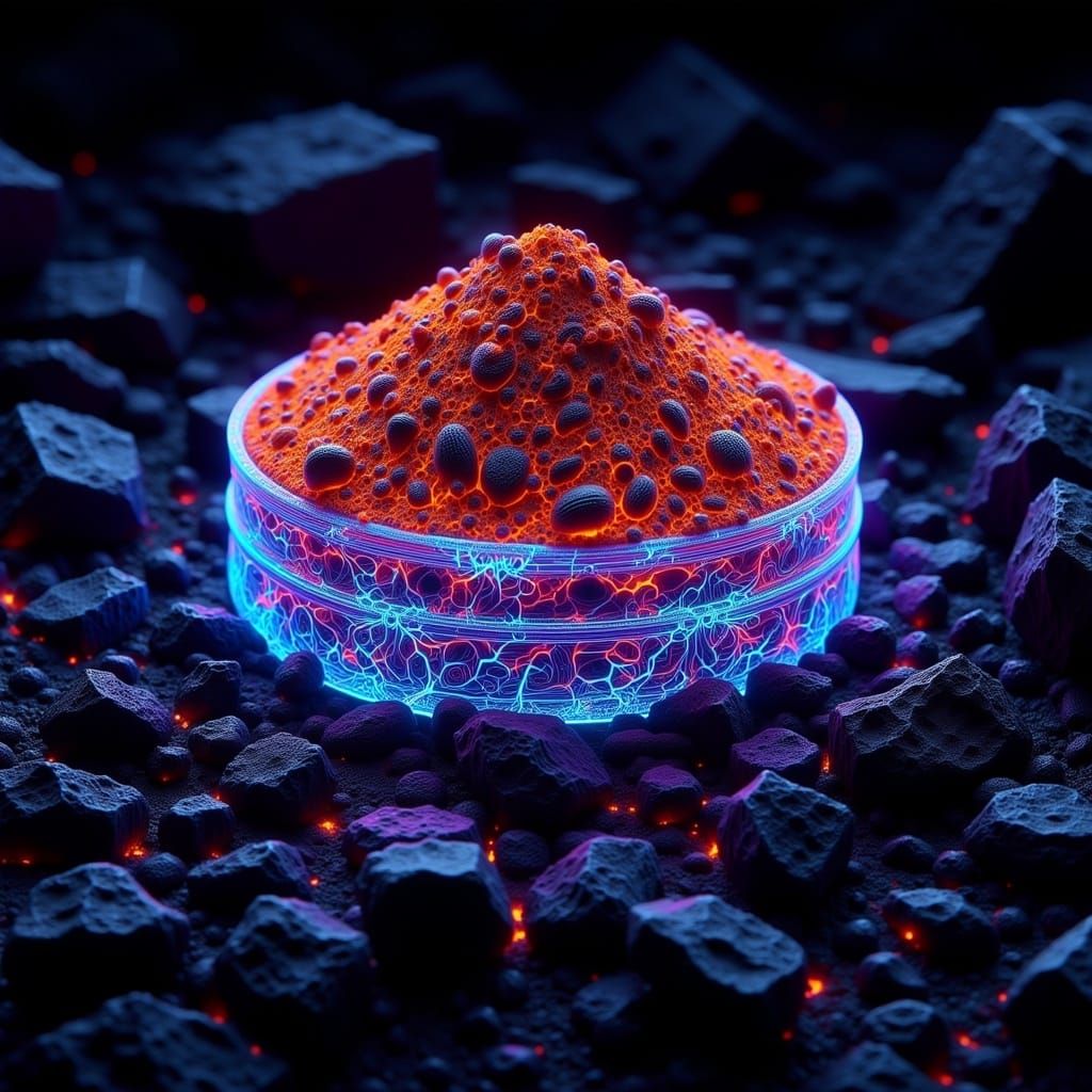 Shimmering Spice Melange with Fluorescent Cracks