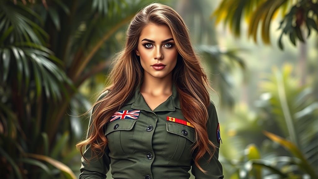 Elegant Female Warrior in Cyberpunk Jungle