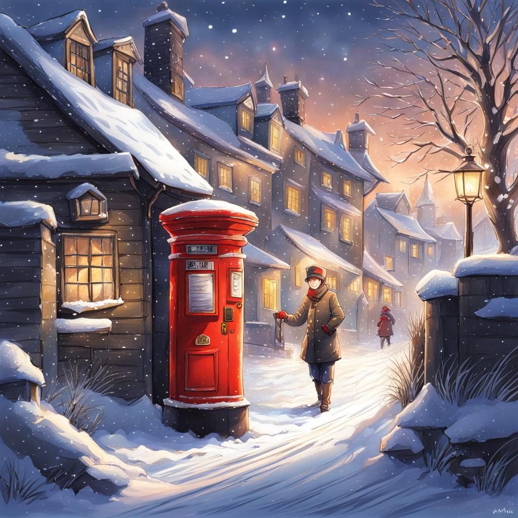 Royal Mail Postman in Winter: Colored Pencil Sketch