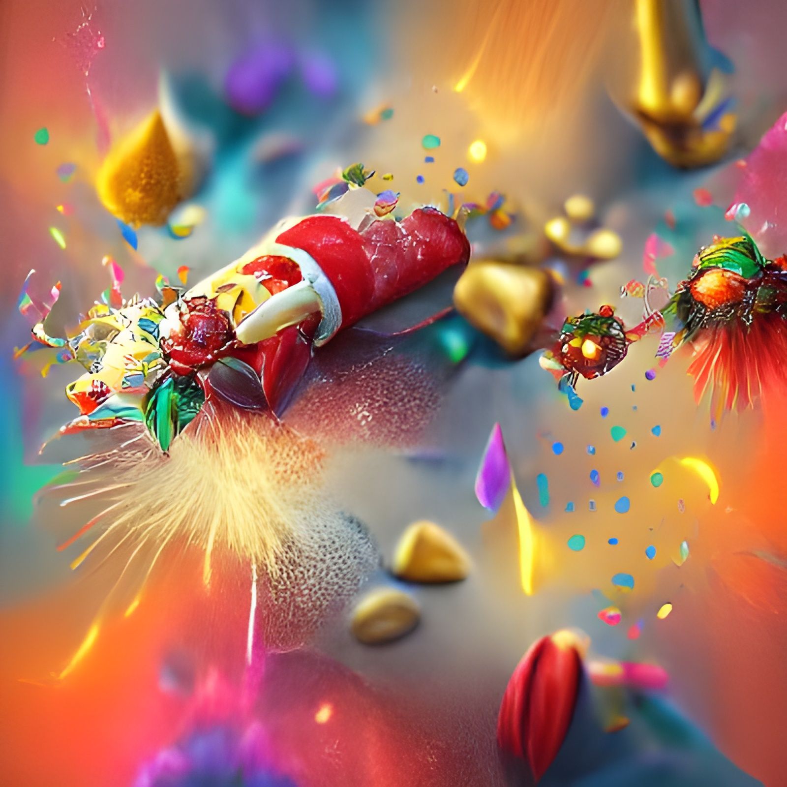 Exploding Christmas Cracker: Whimsical Digital Art