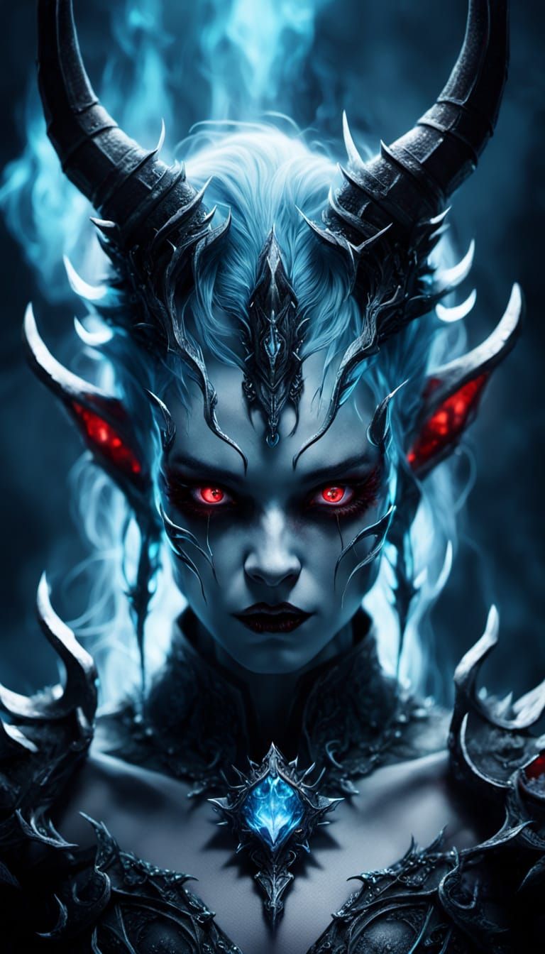 Dark Fantasy Demon with Crystalline Horns