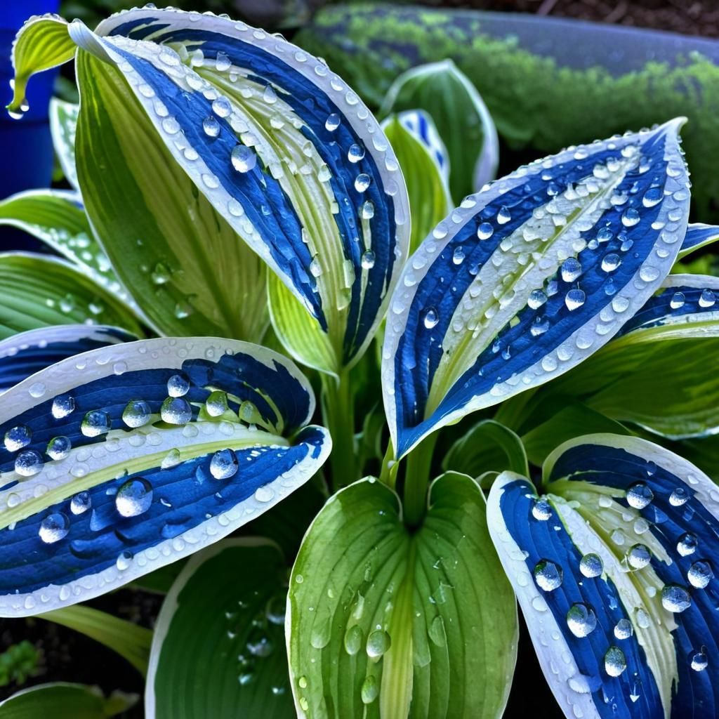 Hosta Plant After Rain: Shimmering Droplets in Morning Light