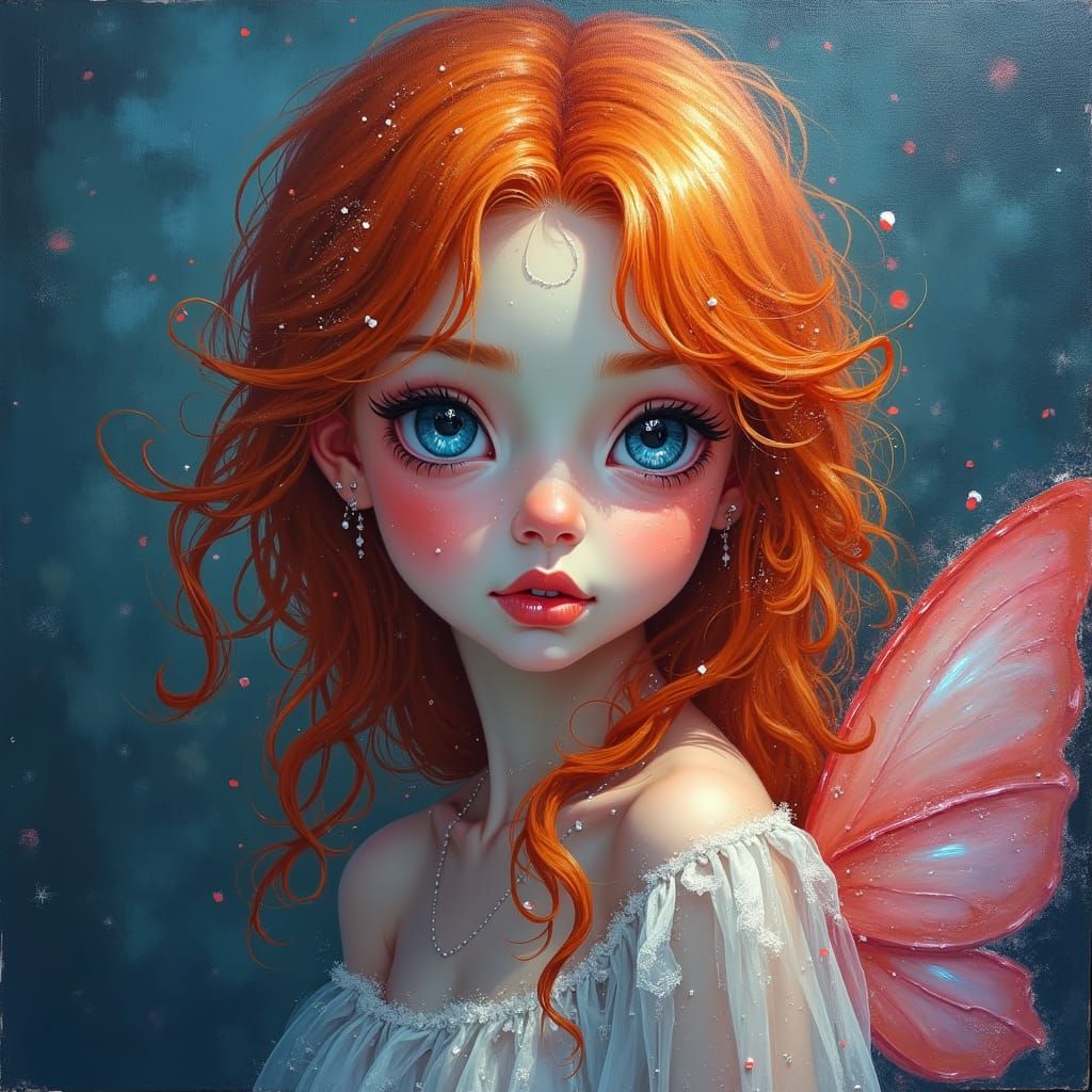 Ginger Haired Fairy in Crystal World Painting