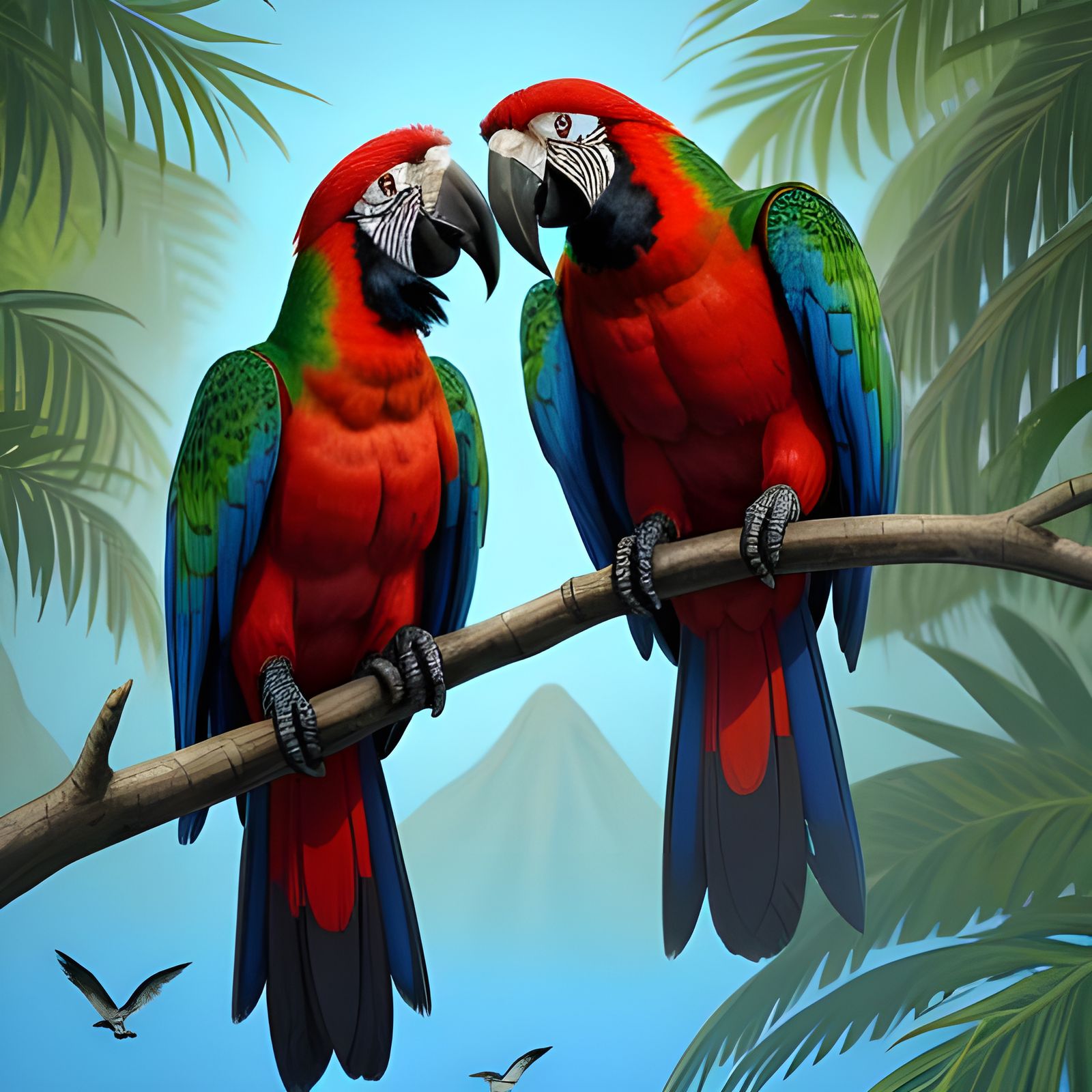 Loving Macaws: A Hyperrealistic Impasto Painting