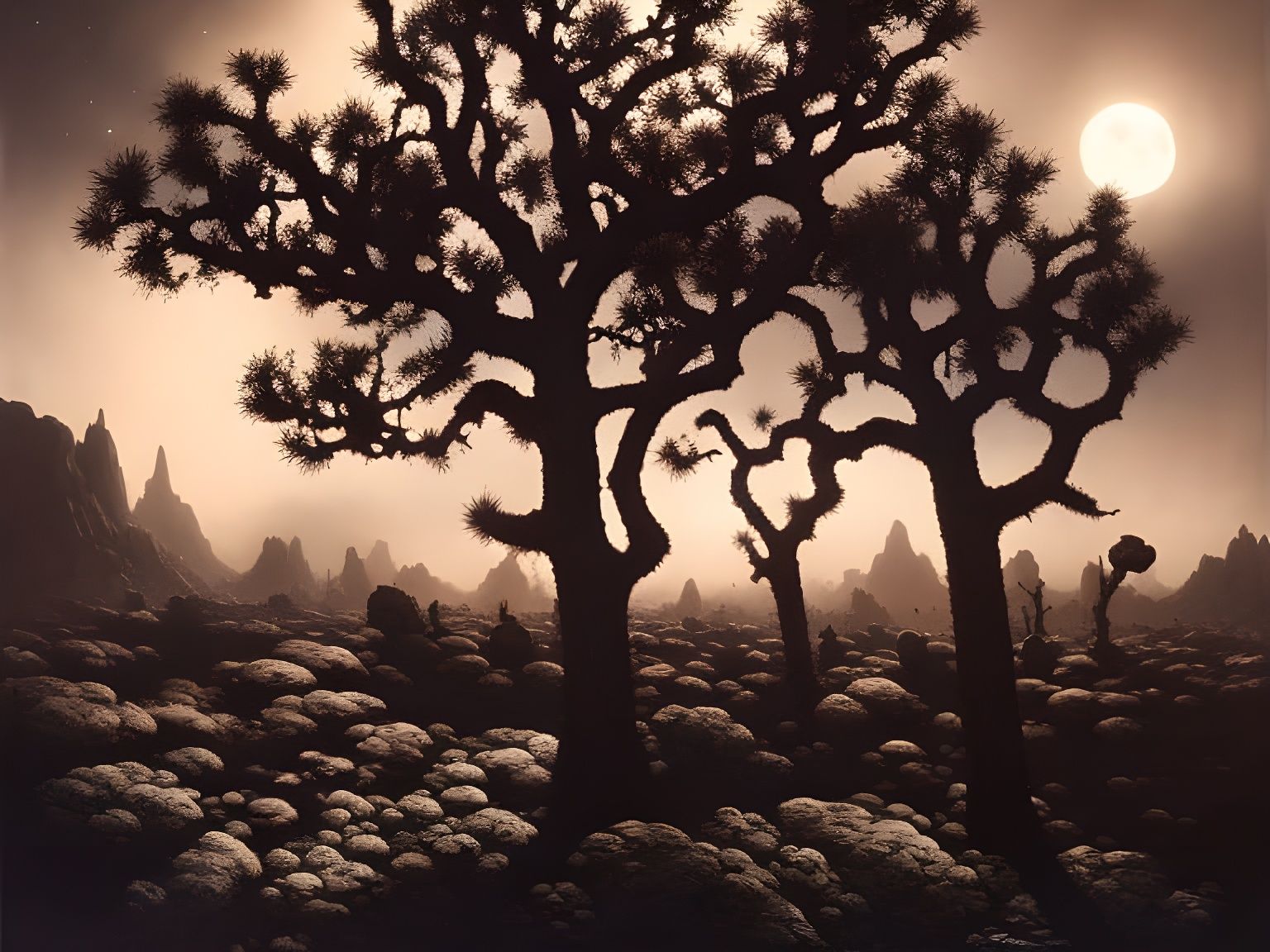 Joshua Trees in Mojave Desert: Photorealistic Matte Painting