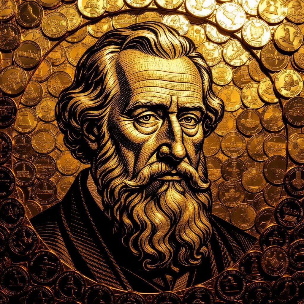 Portrait of Gentleman Made From Coins