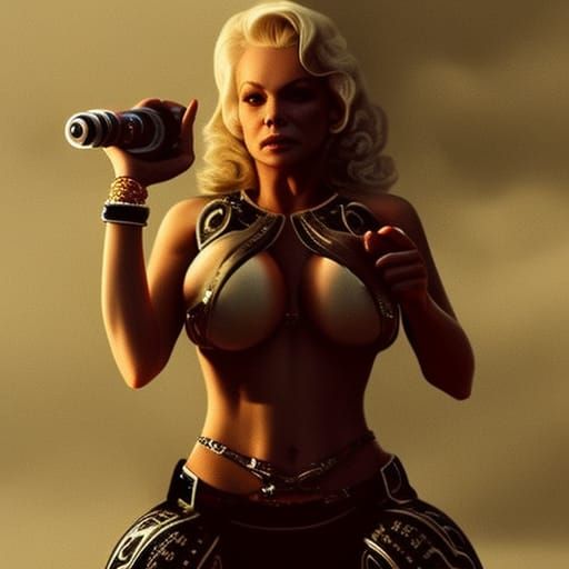 Marilyn Monroe as Pamela Anderson: Digital Painting