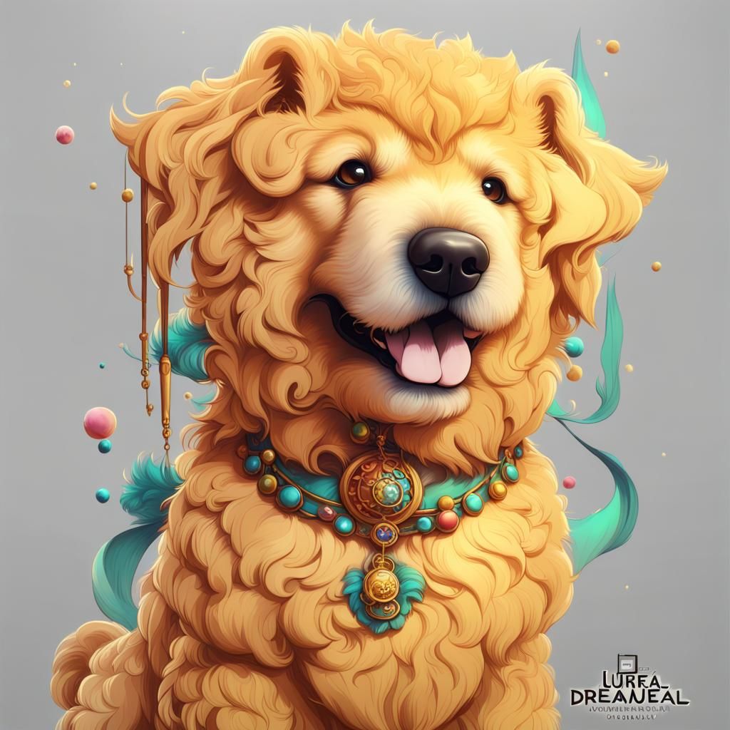 Playful Chow Chow and Golden Doodle Art