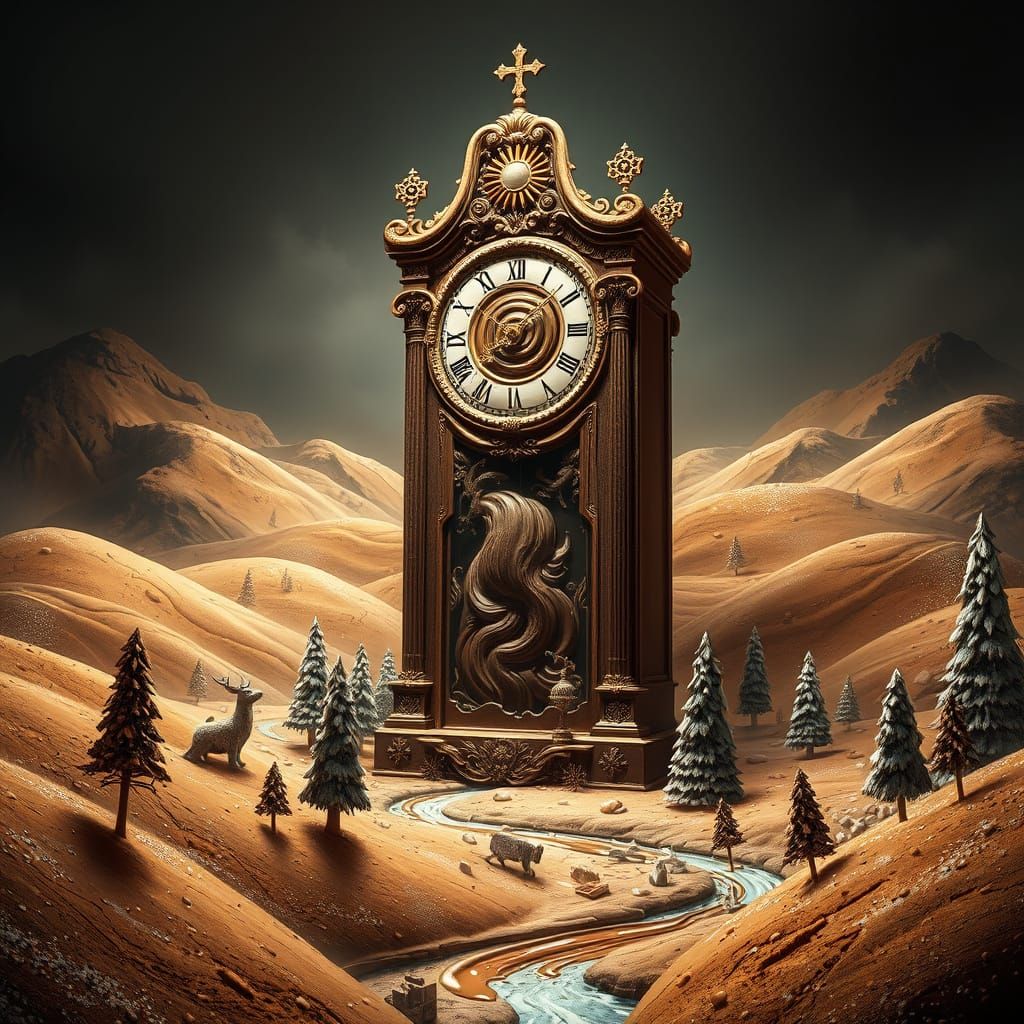 Giant Chocolate Clock on Gingerbread Hills