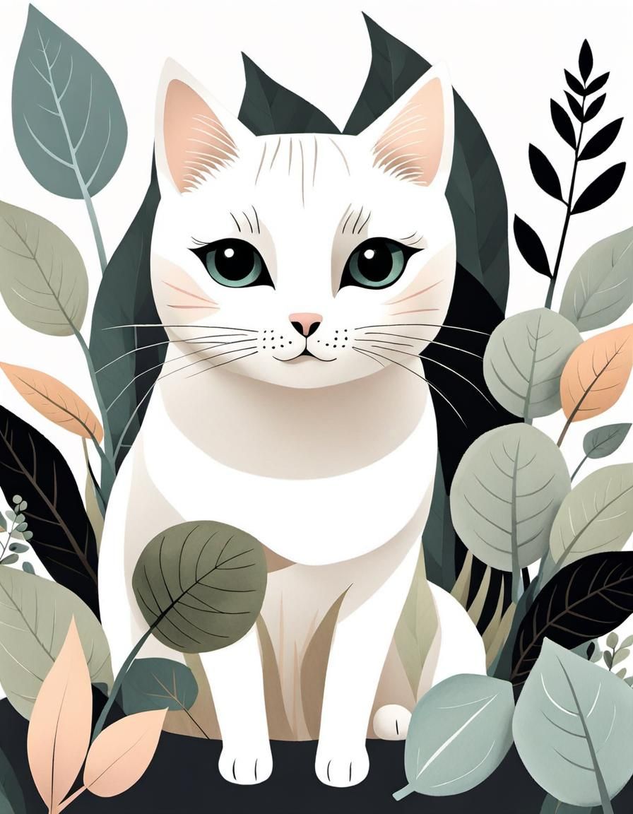 Cute Cat Clipart in Pop Surrealist Style