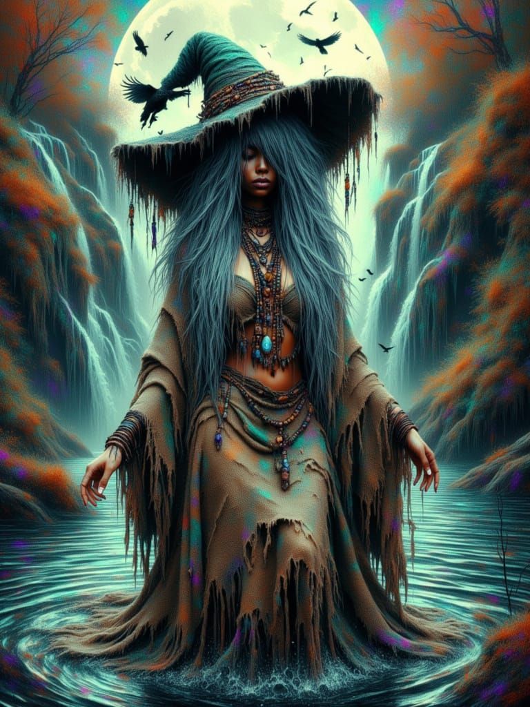 River Witch in Serpentine River, Painterly Style