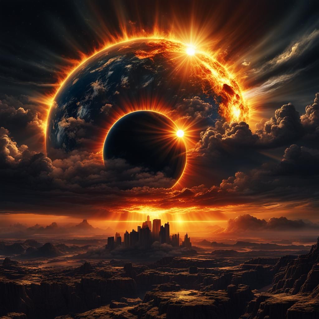 Dramatic Solar Eclipse with Glowing Corona