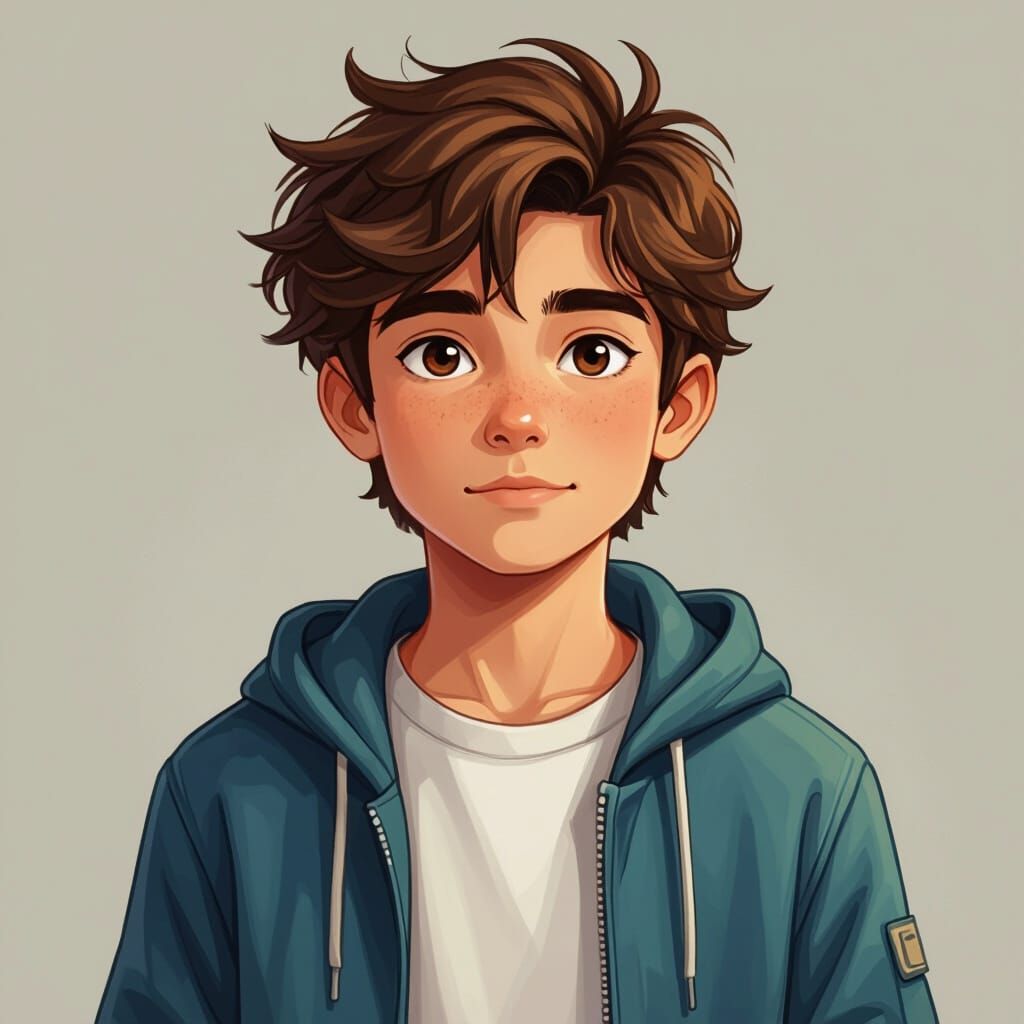 Boy in Casual Clothing: Digital Illustration