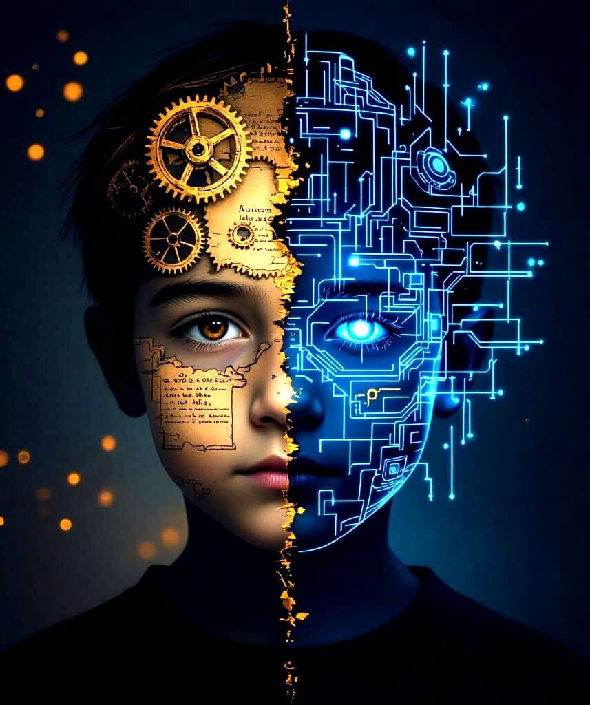 Boy's Head Silhouette: Renaissance Sketches vs Futuristic Ci...