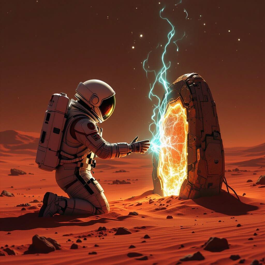 Astronaut's Discovery: Alien Artifact on Red Planet