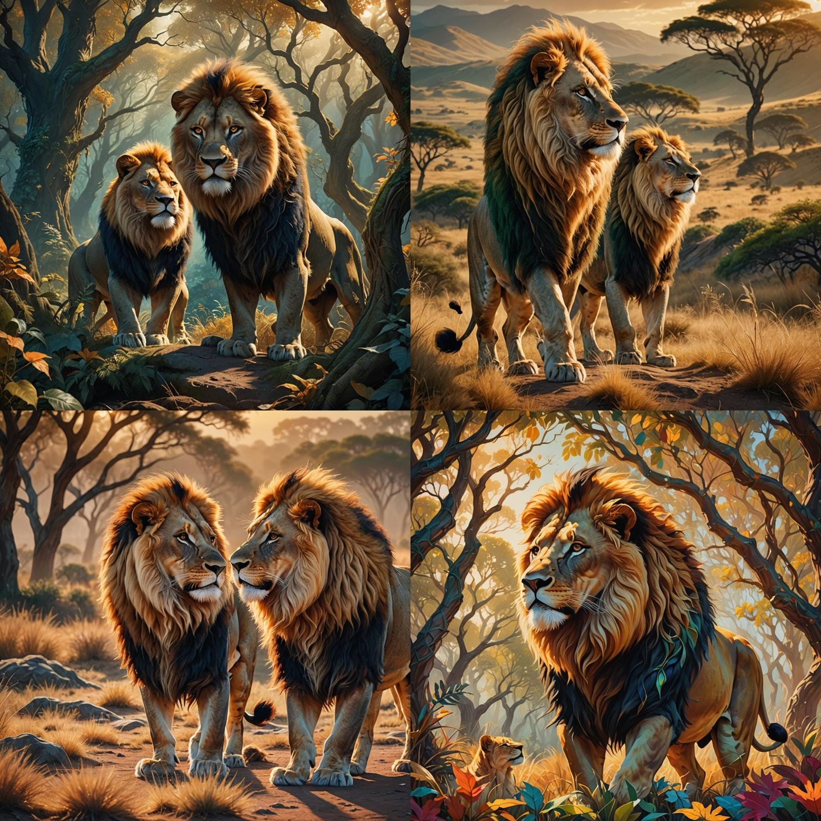 Lion in Fantastical Detailed Matte Painting