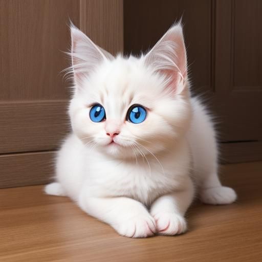 Happy Hyperrealistic Ragdoll Kitten Illustration