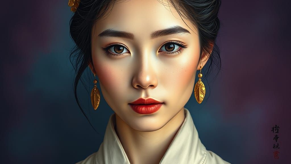 Ethereal Wabi Sabi Goddess in Rich, Dark Ombre