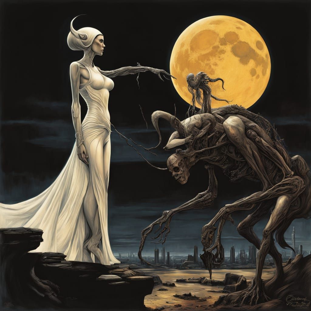 Surreal Industrial Goddess Soothes Fierce Wolf in Dystopian ...