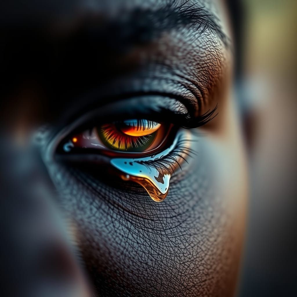 Golden Tears: A Close-Up Portrait of Black Skin