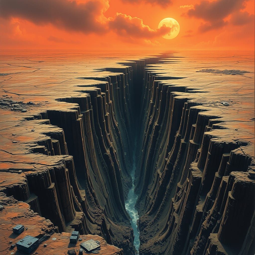 Cosmic Rift in a Barren, Arid World