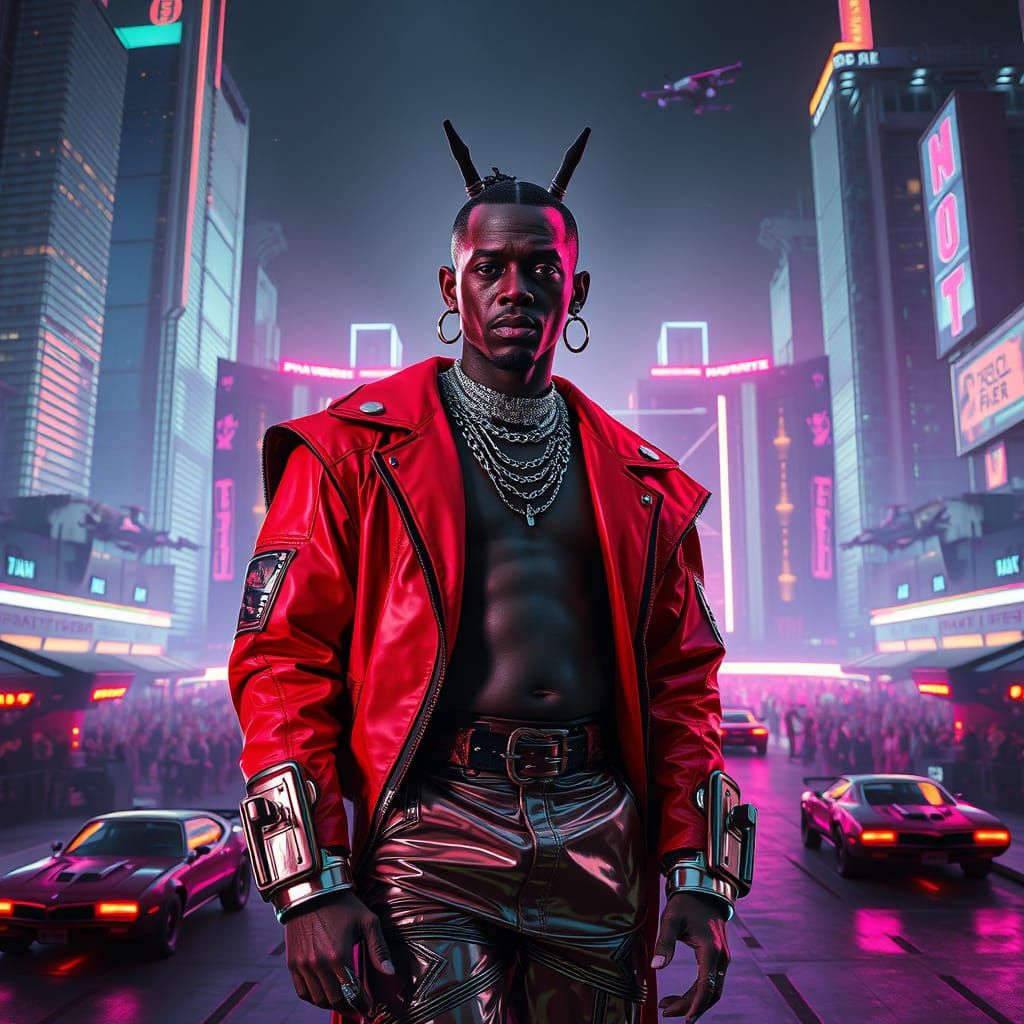 Epic Cyberpunk Cityscape with Travis Scott